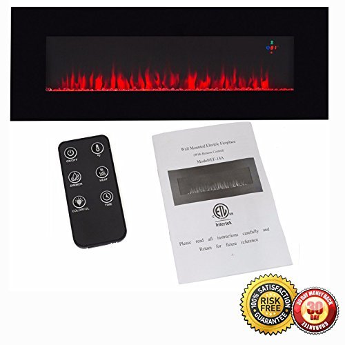 New Contemporary Electric Fireplace Black 50" Wall Mount Heater Multicolor flame N8