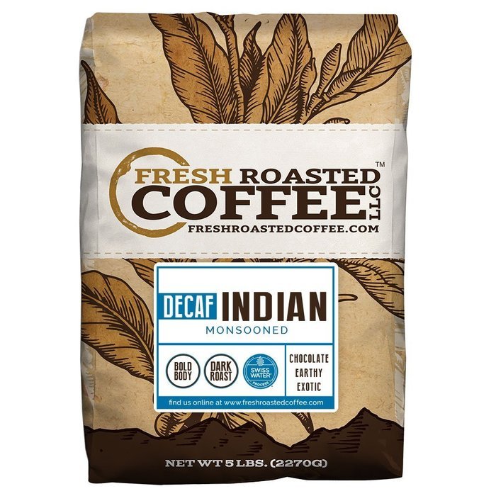 Indian Monsooned Coffee, Whole Bean, Mountain Water Processed Decaf Coffee, Fresh Roasted Coffee LLC. (2 lb.) N2
