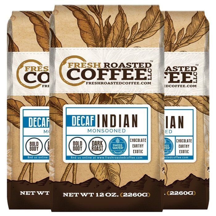 Indian Monsooned Coffee, Whole Bean, Mountain Water Processed Decaf Coffee, Fresh Roasted Coffee LLC. (2 lb.) N3