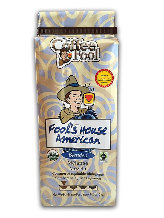 The Coffee Fool Fool's Organic Fair Trade House American, Coarse Grind, 12 Ounce N3