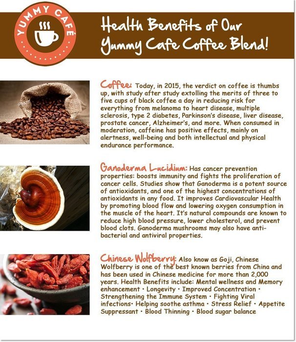 Healthy Coffee - Great Tasting ON-THE-GO Black Coffee with Certified Organic Ganoderma and Chinese Wolfberry (...