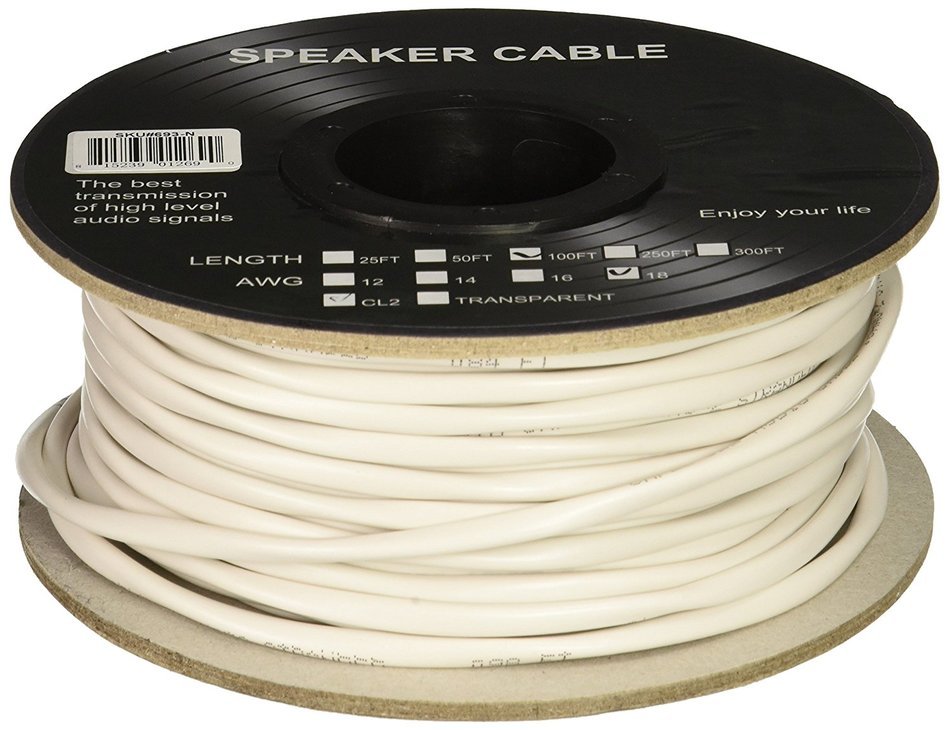 Cmple - 16AWG CL2 Rated 2-Conductor Speaker Cable - 250ft For In-Wall Install. N3