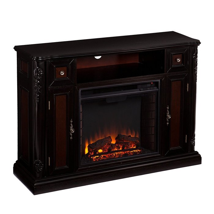 Marianna Media Fireplace - Ebony w/ Reversible Dark Antique N6