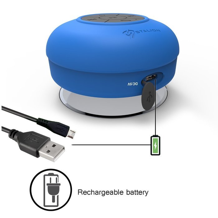 Stalion SS-SHWR-BTBLU Waterproof Bluetooth Portable Audio System (Cyan Blue) N9