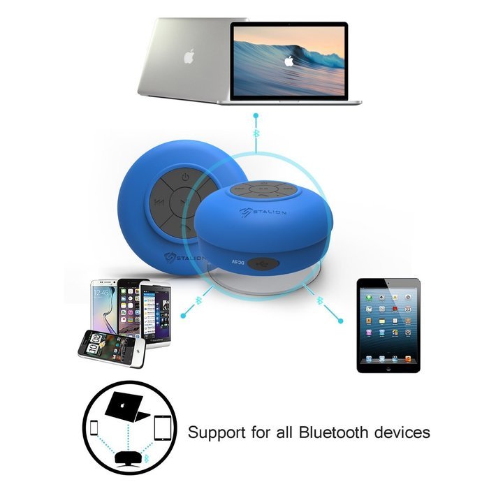 Stalion SS-SHWR-BTBLU Waterproof Bluetooth Portable Audio System (Cyan Blue) N10