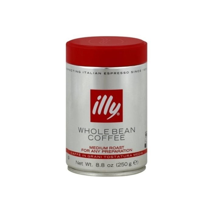 illy Caffe Normale Whole Bean Coffee, Medium Roast, Red Top, 8.8 coffee cans (Pack of 6) Package may vary