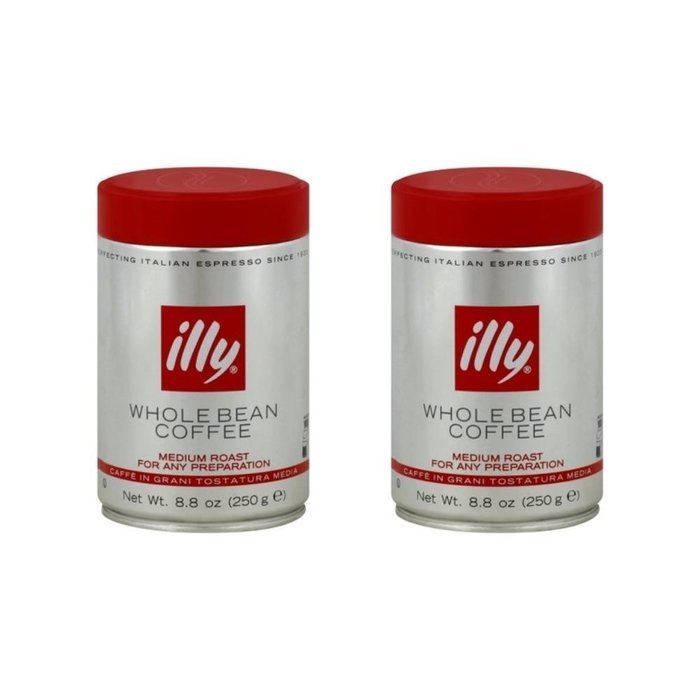 illy Caffe Normale Whole Bean Coffee, Medium Roast, Red Top, 8.8 coffee cans (Pack of 6) Package may vary N2