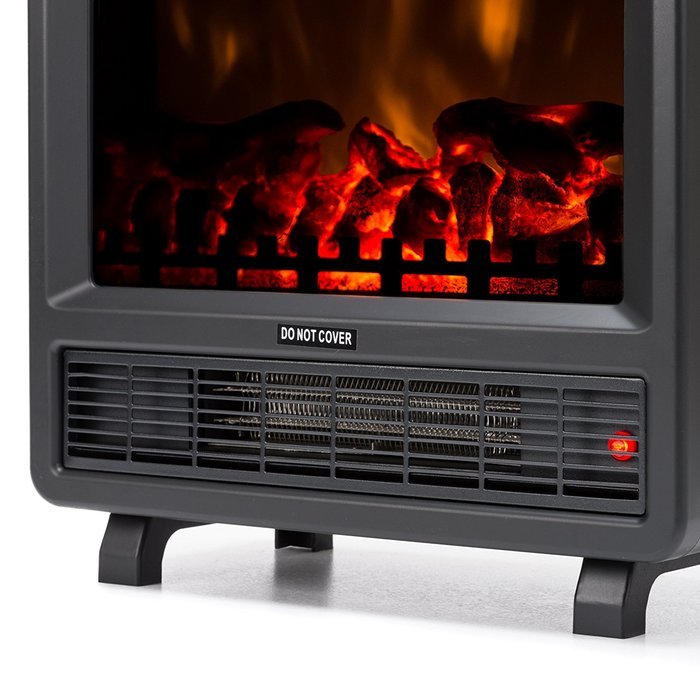 Mini Free Standing Electric Fireplace Stove - 18 Inch Black Portable Electric Fireplace with Realistic Fire and...