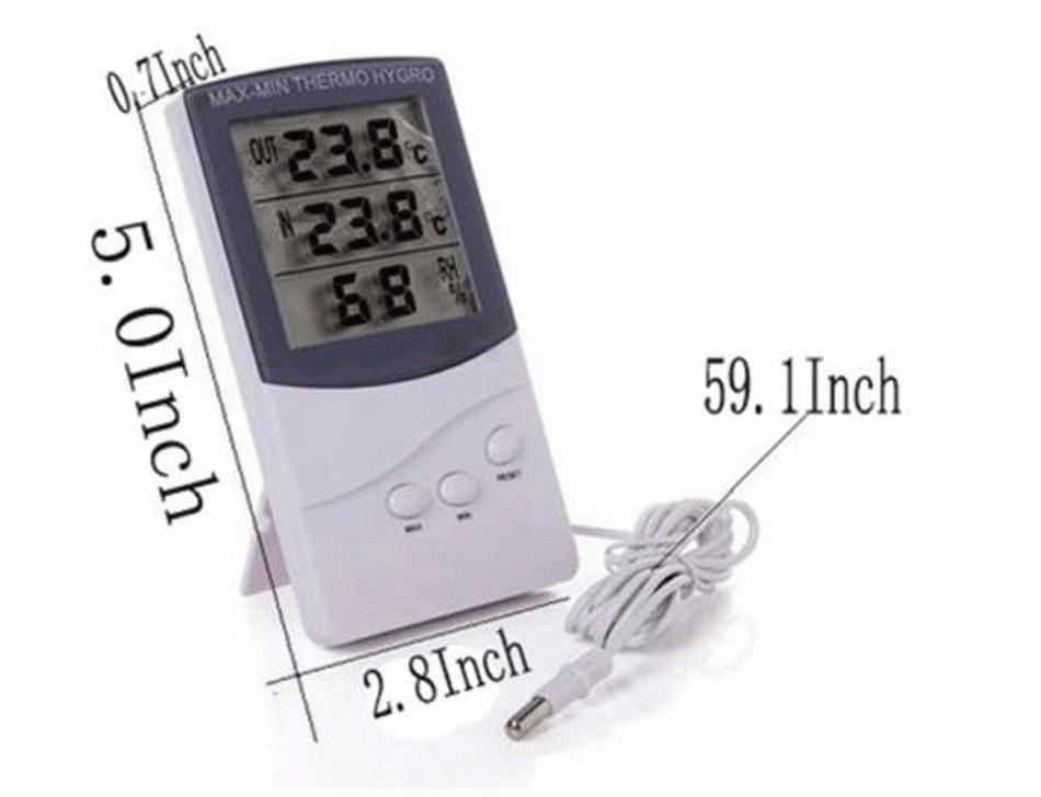 LCD Display Digital Thermometer Hygrometer with Dual Sensors - Indoor ...