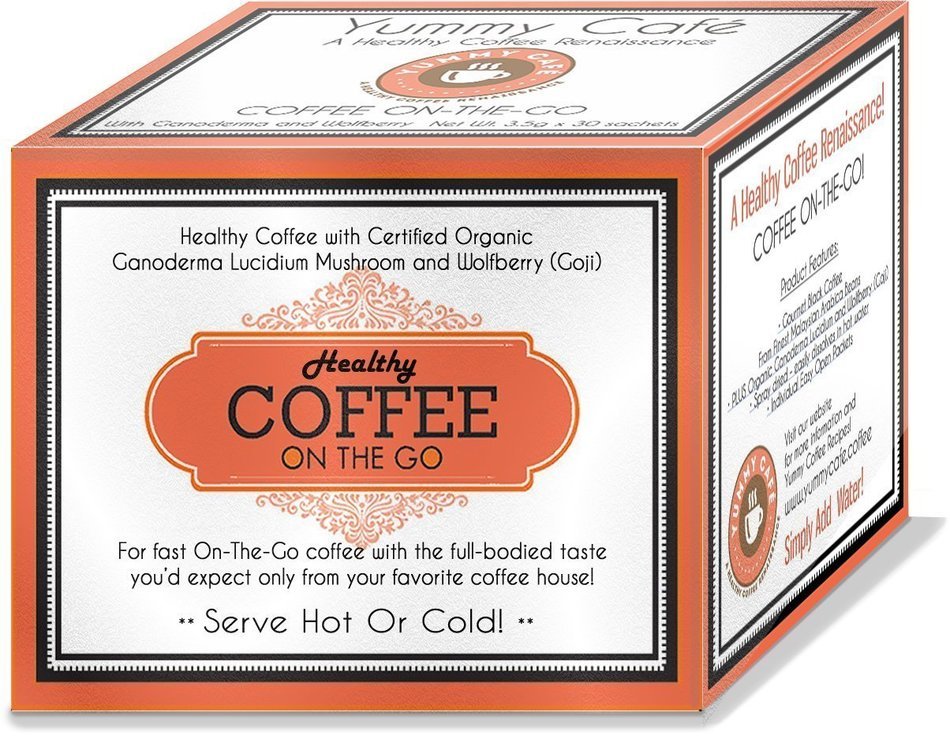 Healthy Coffee - Great Tasting ON-THE-GO Black Coffee with Certified Organic Ganoderma and Chinese Wolfberry (... N2