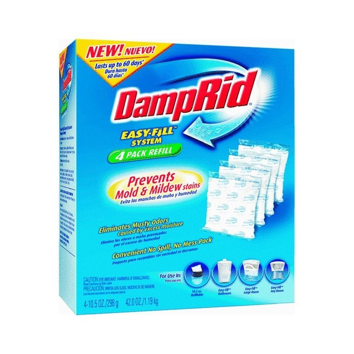DampRid FG92 Moisture Absorber Easy-Fill System Refill, 4-10.5-Ounce Packets N2