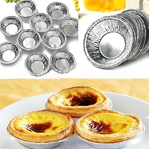 125Pcs Disposable Round Silver Foil Baking Cookie Cups Cake Tart Mold shopping