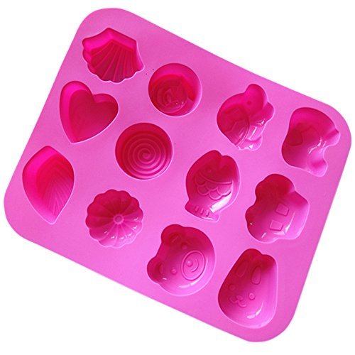12 Holes Animal Jelly Pudding Silicone Cake Mold Pan 9"x7.4"x0.98" Color At Random