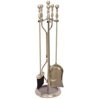 HOMEBASIX D51340AB3L Fireplace Tool Set, Antique Brass Finish