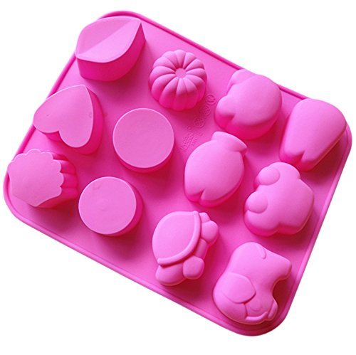 12 Holes Animal Jelly Pudding Silicone Cake Mold Pan 9"x7.4"x0.98" Color At Random N2