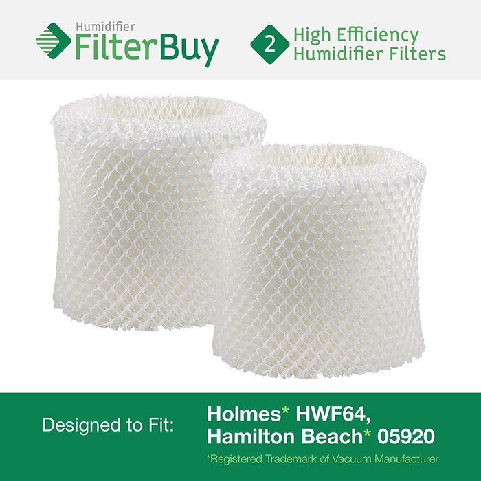 2 - HWF64 Holmes, Sunbeam & Bionaire Humidifier Wick Filters. Fit units requiring filter "B". Designed by FilterBuy...