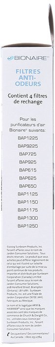 Bionaire A1260C Carbon Replacement Filters, 4-pack N3