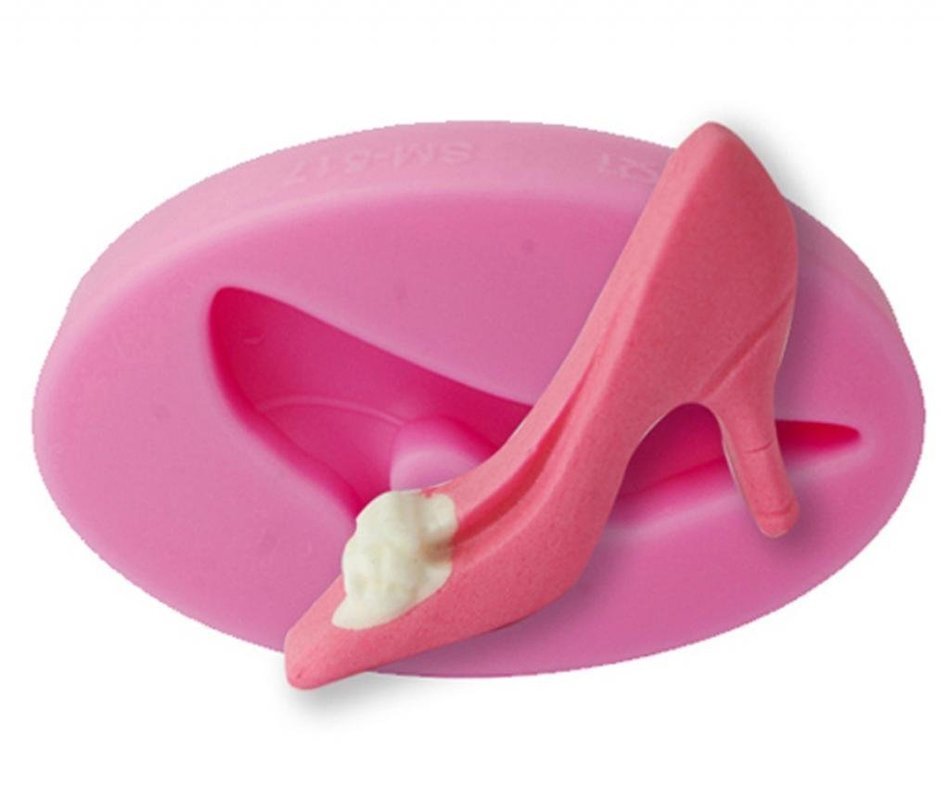 FOUR-C Silicone Cake Mold Lady Shoes Fondant Cake Art Mould Color Pink