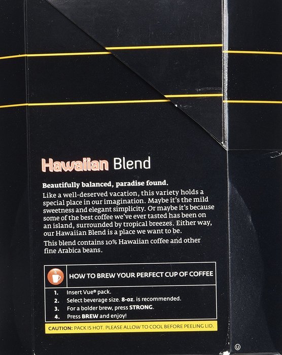 32 Count -Tully's Hawaiian Coffee Vue Cup For Keurig Vue Brewers N5