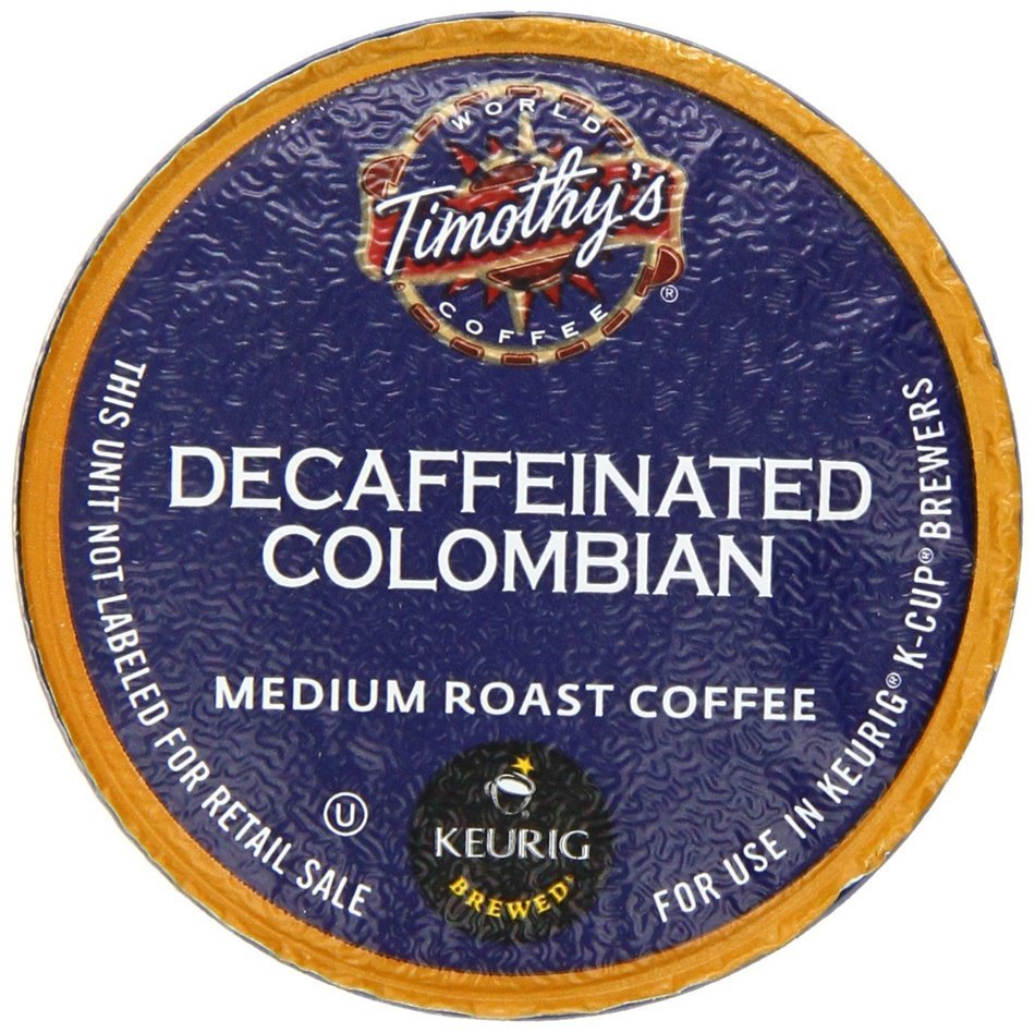 Timothy's Decaf Colombian K-Cup Counts for Keurig Brewers, 50 count