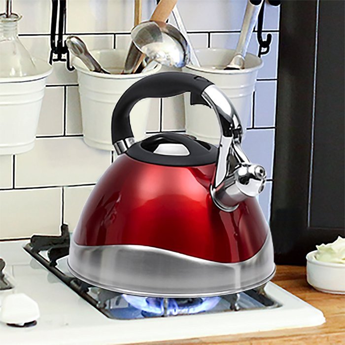 Creative Home Crescendo Whistling Tea Kettle, 3.1-Quart, Black N6