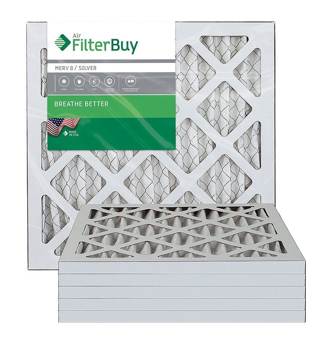 AFB Silver MERV 8 12x27x1 Pleated AC Furnace Air Filter. Pack of 6 Filters. 100% produced in the USA. N2