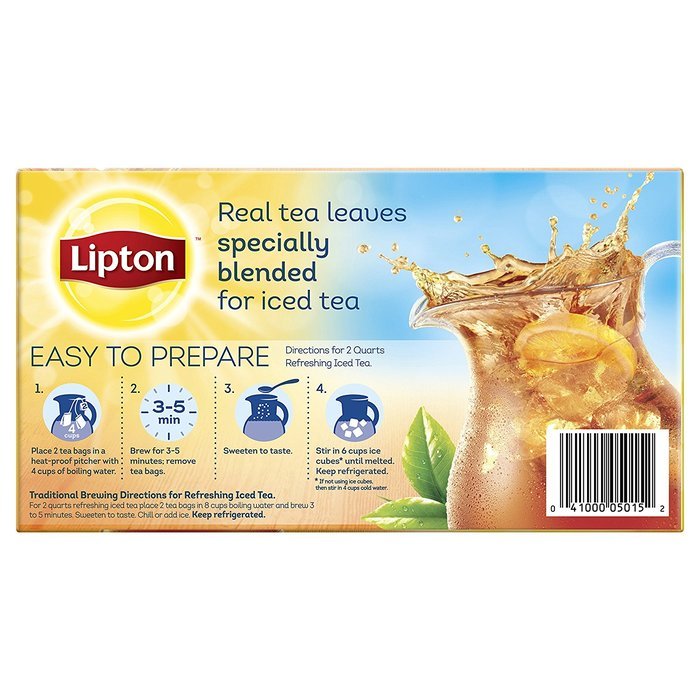 Lipton Family-Sized Black Iced Tea Bags, Unsweetened 48 ct N10