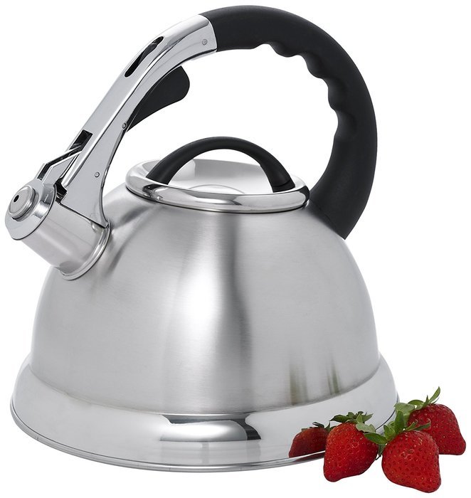 Creative Home 77034 Camille Stainless Steel Whistling Tea Kettle, 3-Quart, Opaque Blue N6