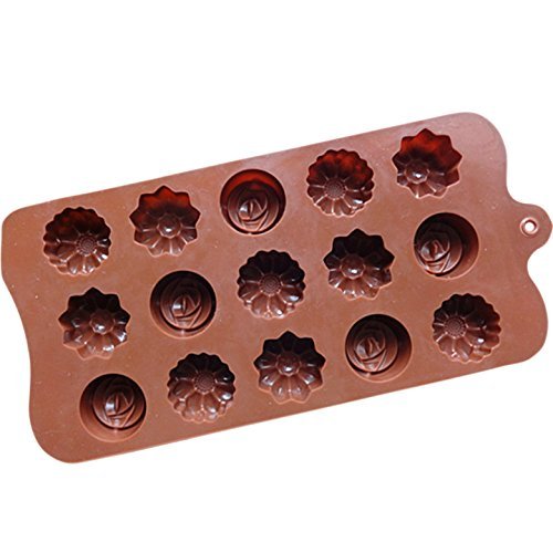 15 Holes New Rose Cake Chocolate Ice Lattice Silicone Mold Pan 8.6"x4.1"x0.59" Color At Random
