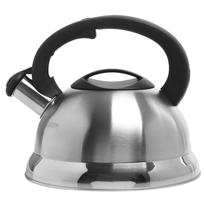 MyGift Stainless Steel Tea Kettle, 3 Quarts Whistling Water Pot, Silver N2