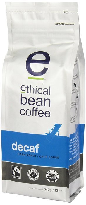 Ethical Bean Coffee Decaf, Dark Roast, Whole Bean, 12-Ounce Bag N10