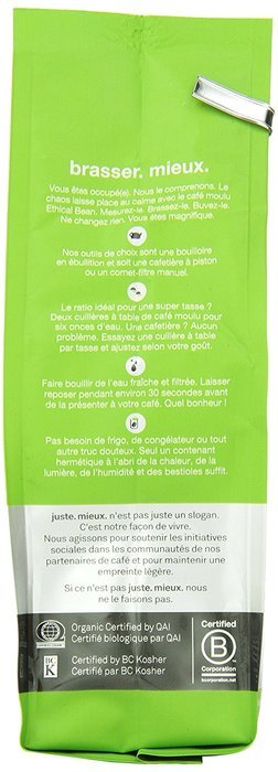 Ethical Bean Coffee Decaf, Dark Roast, Whole Bean, 12-Ounce Bag N19
