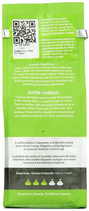 Ethical Bean Coffee Decaf, Dark Roast, Whole Bean, 12-Ounce Bag N20