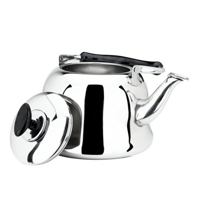 Stainless Steel Whistling Teakettle Teapot Cookware Silver Tone (4L) N4