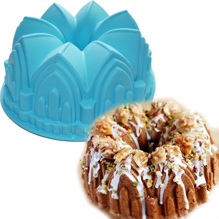 X-Haibei Large Crown Swirl Bundt Cake Pan Bread Chocolate Bakeware Silicone Mold