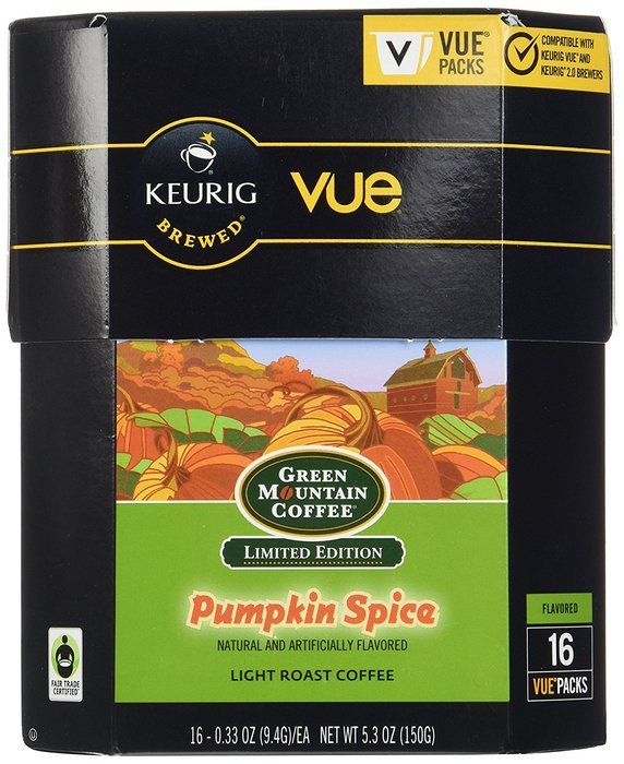 16 Count - Green Mountain Pumpkin Spice Flavored Vue Cup Coffee For Keurig Vue Brewers