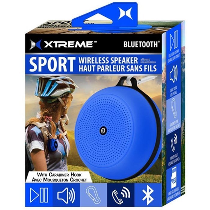 Sport Wireless Speaker w/ Carabiner Hook (Blue)