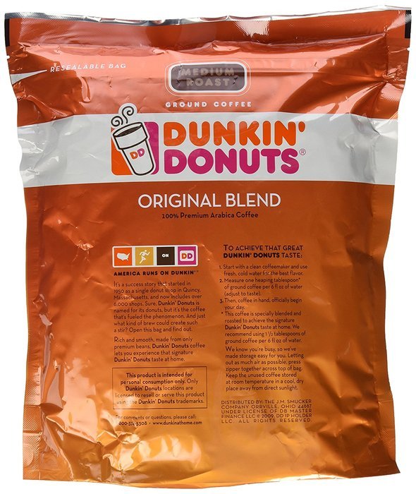 Dunkin' Donuts Original Blend Medium Roast Ground Coffee 100 % Premium Arabica Coffee 40 oz. (Pack of 2)