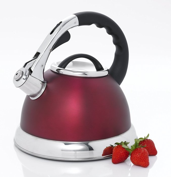 Creative Home 77034 Camille Stainless Steel Whistling Tea Kettle, 3-Quart, Opaque Blue N9