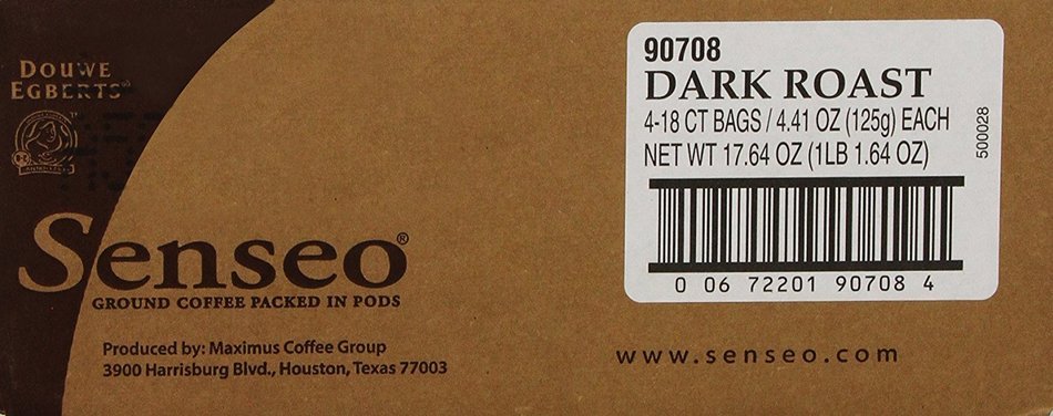 Senseo Coffee Pods, Dark Roast,18 Count (Pack of 6) N8