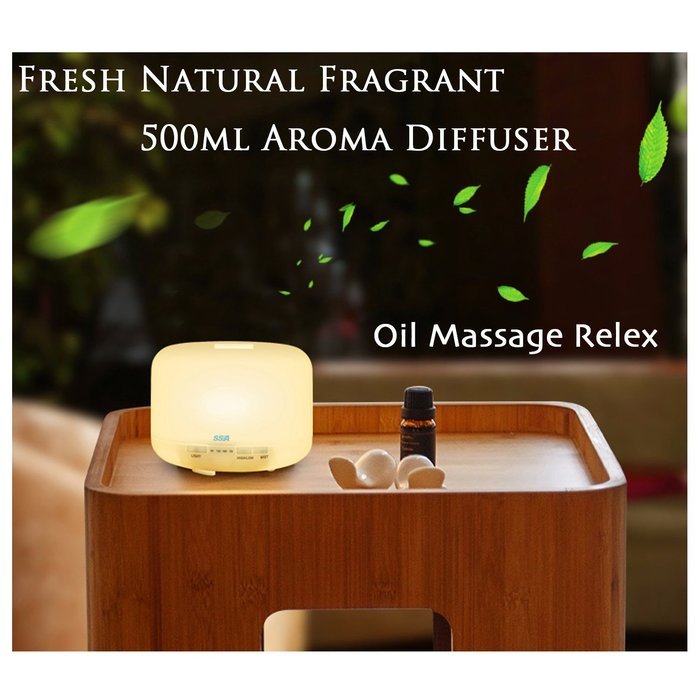 500 ml Essential Oil Diffuser for Aromatherapy - Cool Mist Air Humidifier with 7 Color LED Lights Changing and... N4
