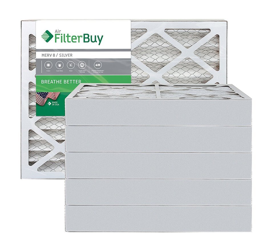 AFB Silver MERV 8 12x27x1 Pleated AC Furnace Air Filter. Pack of 6 Filters. 100% produced in the USA. N5