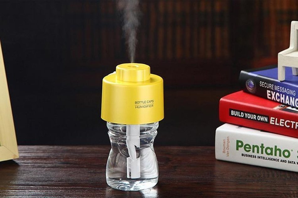 Lsgoodcare Portable Mini USB Air Humidifier Cool Mist Ultrasonic LED Yellow Noctilucent Bottle Cap Air Purifier... N3