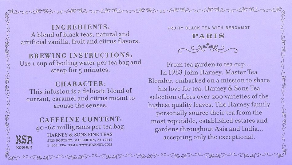 Harney and Sons Tea Bags, Paris, 50 Count (Pack of 2) N5