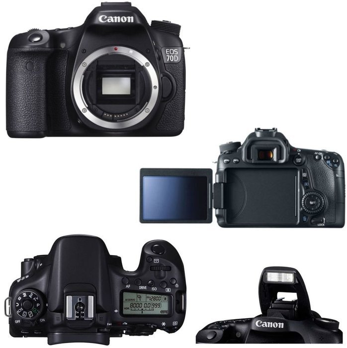 Canon 70D Body Only + 2 32GB Transcend SD Memory Cards + LED Video Light + Spare LP E6 Battery + DSLR Sling Bag...