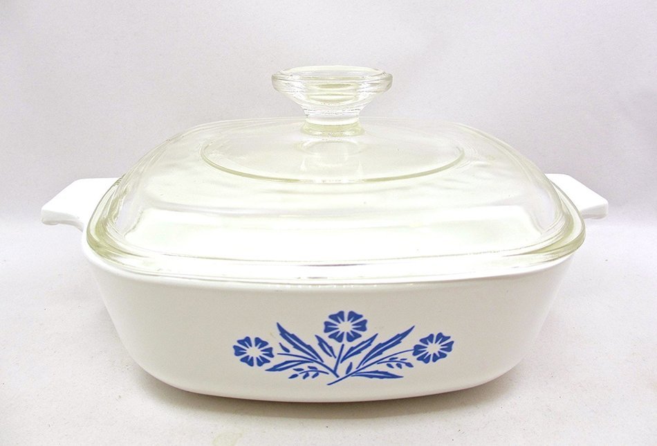 Vintage Corning Ware Casserole P-1-B,blue Flowers,glass Cover,1 Qt.usa N4