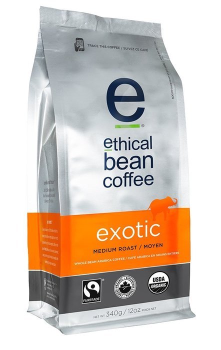 Ethical Bean Coffee Decaf, Dark Roast, Whole Bean, 12-Ounce Bag N24