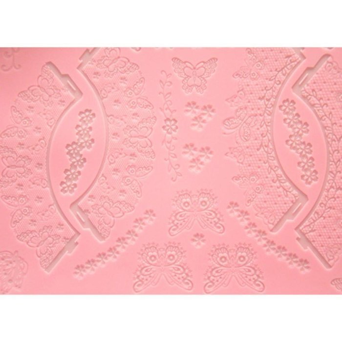 FOUR-C Decor Lace Mat Silicone Embossing Mat Lace Mold for Cake Decoration Color Pink N2