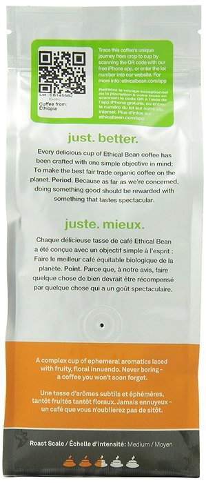 Ethical Bean Coffee Decaf, Dark Roast, Whole Bean, 12-Ounce Bag N25