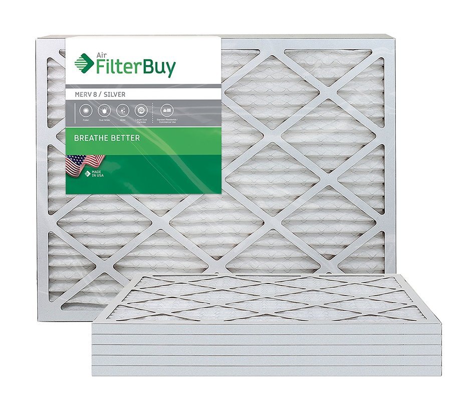 AFB Silver MERV 8 12x27x1 Pleated AC Furnace Air Filter. Pack of 6 Filters. 100% produced in the USA. N6